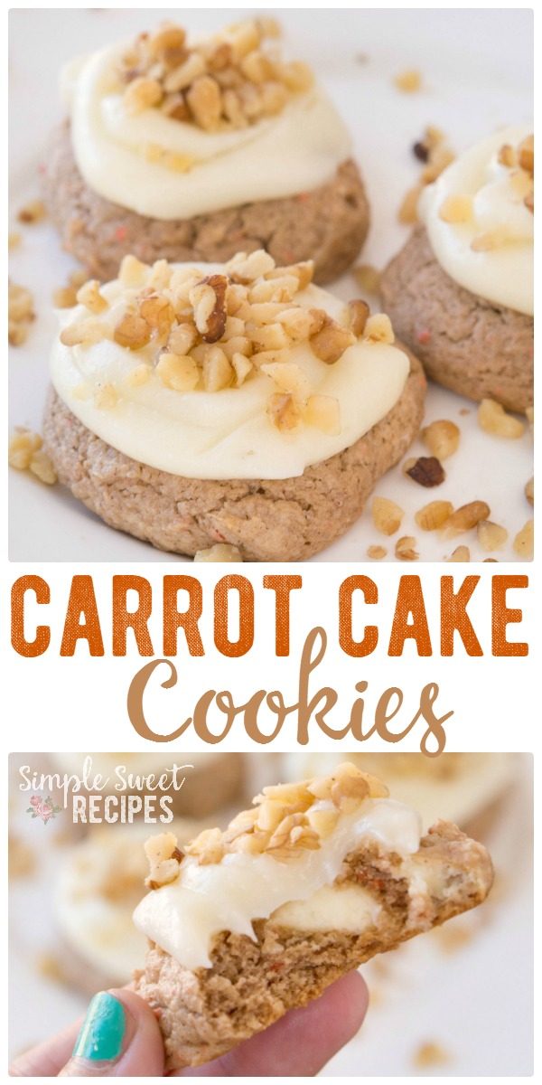 These carrot cake cookies are everything you love about carrot cake wrapped up in a yummy cookie. Cream cheese filled and topped with a cream cheese frosting. One of my favorite cookie recipes!