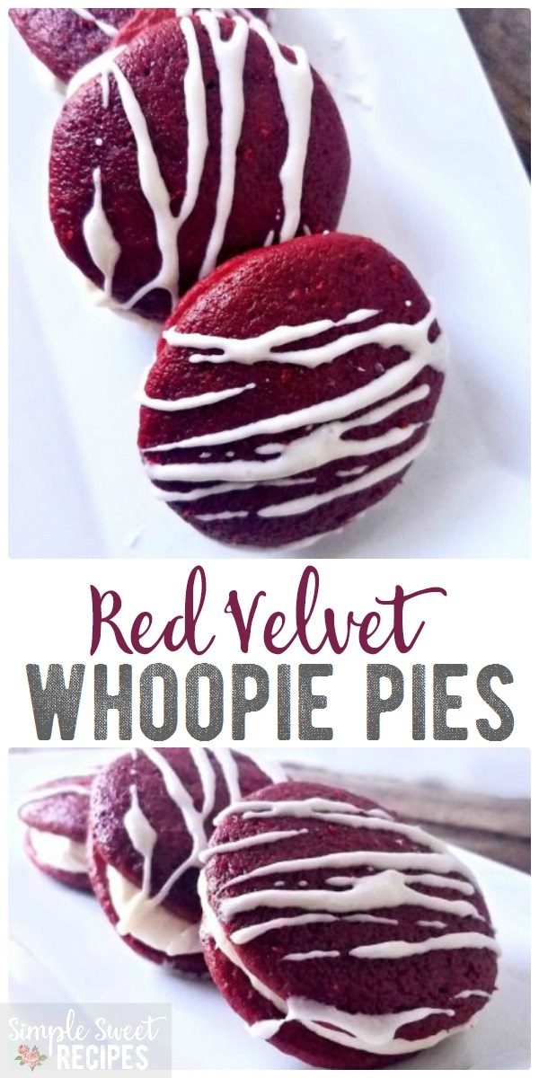 Decadent red velvet whoopie pies piped full of a delicious cream cheese frosting. Gorgeous deep red cookies that are the perfect treat for a party or gathering. Plus, amazing Christmas cookies!