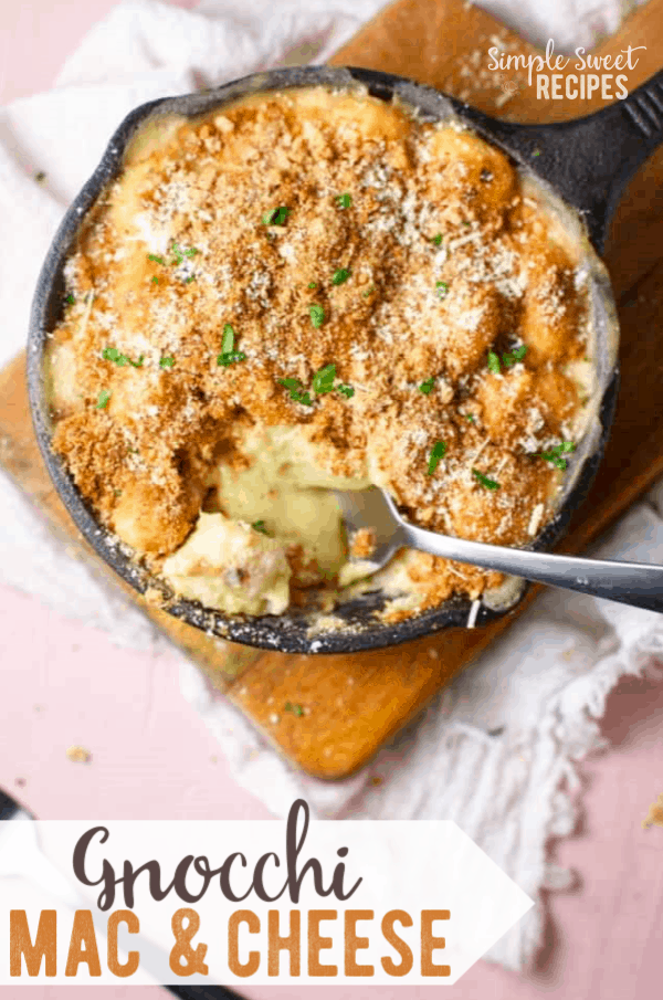 Gnocchi Mac & Cheese -- Try this flavorful and easy to make macaroni and cheese recipe that's irresistible! It's the perfect dinner recipe -- cheesy, creamy and topped with a parmesan and panko crust this recipe is going to become a family favorite, fast!﻿ 