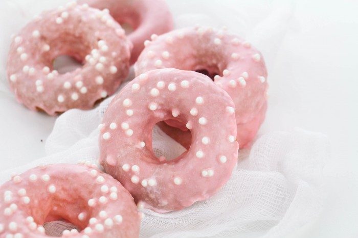 sprinkled strawberry donuts