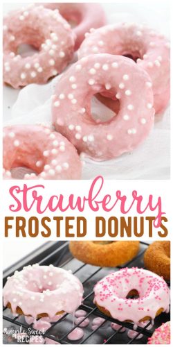 Easy Strawberry Frosted Donuts Recipe ~ Simple Sweet Recipes