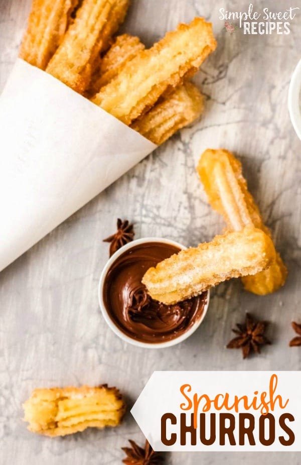 Easy Spanish Churros (Real churros come from Spain, they're not Mexican Churros!) Just 6 easy ingredients to yummy, crunchy, cinnamon sugar churros perfect as an after school snack, treat, or dessert! 