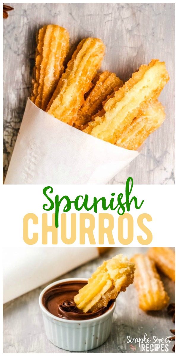 Easy Spanish Churros (Real churros come from Spain, they're not Mexican Churros!) Just 6 easy ingredients to yummy, crunchy, cinnamon sugar churros perfect as an after school snack, treat, or dessert! 