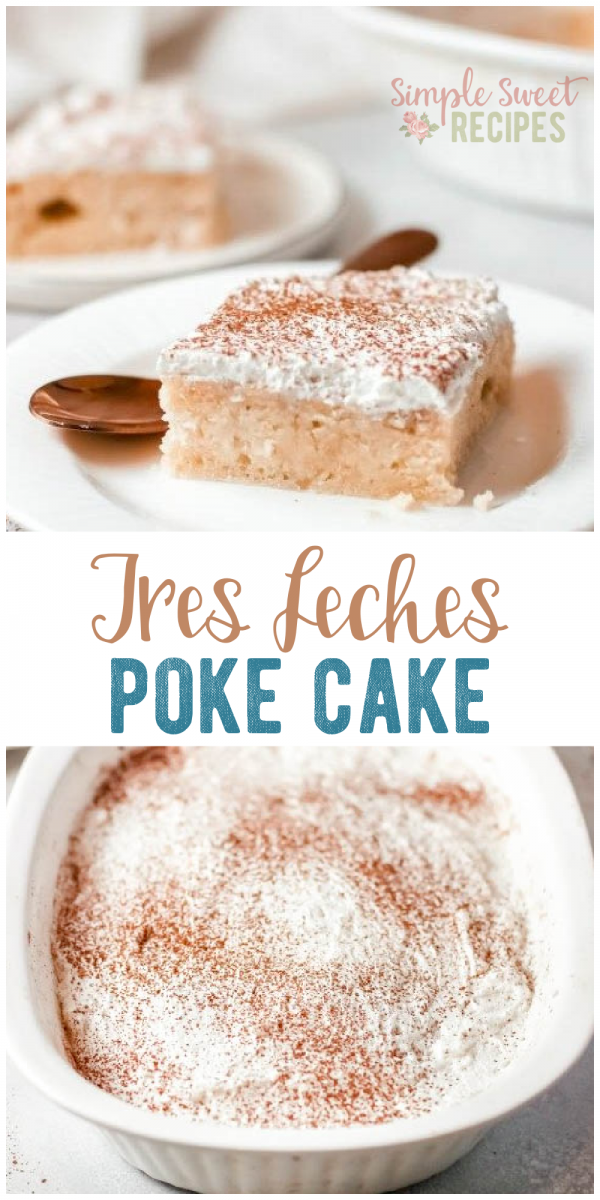 Easiest Tres Leches Cake with a simple poke cream layer and topping! The perfect dessert to impress a crowd with a sweet flavor and cinnamon dusting. 